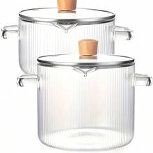LDQ Borosilicate Glass Cookware Set With Lid - Heat Resistant, Suitable For Stovetops, Ovens And Ceramic Hobs - Ideal For Soup, Milk, Rice And Stews - Durable And Easy To Clean - Perfect For Home Cooking And Meal Prep, Stovetop Cooking Appliances - View 1