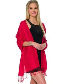 Shawls And Wraps Evening Dresses, Large Soft  Wedding Shawl - 紅色 - 查看 4