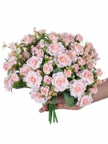 1pc Artificial Rose Flower, Suitable For Home Decor, Living Room, Kitchen, Bedroom, Windowsill, Tabletop, Balcony, Yard, Wedding Decor, Bridal Bouquet, Valentine's Day Gift Artificial Floral Plant - Baby Pink - View 2
