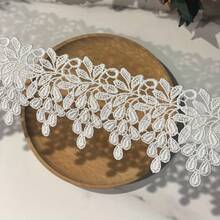 1码白色叶子蕾丝，水溶性镂空刺绣花卉蕾丝，DIY工艺装饰配件 - 1碼 - 查看 2