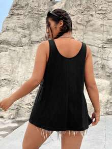 Women's Casual Sporty Style Vintage Fashion Round Neck Short Sleeve T-Shirt With Heart And Floral Print,Only One Short-Sleeve Shirt - 黑色背心一件3 - 查看 5
