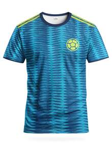Camiseta de fútbol personalizada de visitante de la Copa del Mundo para hombres de Colombia talla 25/26, con nombre y número personalizados, cómoda camiseta deportiva de cuello redondo, suave y ligera, adecuada para entrenamiento de fútbol, uso casual y como regalo - Agua verde azul - Ver 3