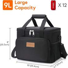 Lifewit Medium Lunch Bag, Insulated Lunch Box, Soft Cooler Cooling Tote For Adult Men Women, Black 12-Can (9L) - Màu A - Xem 3