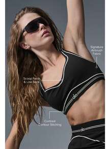 Alo Yoga Heart Throb Set - Authentic Airbrush Legging & Bra | Viral 2026 Black/White Contrast | Premium Sculpting High-Waist Yoga Kit | High-End Performance Design Set | Sophisticated Graphic Studio-To-Street Outfit - 黑色 - 查看 6