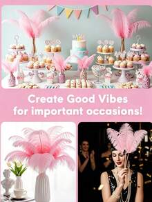 5pcs/Set 20-25cm Colorful Artificial Ostrich Feathers, Craft Supplies, Wedding Decoration, Handmade Accessories, Tabletop Centerpiece, Carnival Decor - Multicolor - View 7