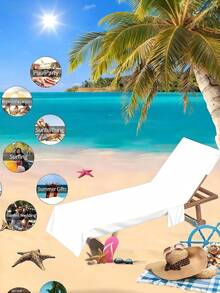 White Patterned Beach Chair Cover Towel Single Pack - Modern Style Polyester Fabric Pool Lounge Chair Cover With Convenient Pocket - Lightweight Quick-Dry Towel Essential For Swimming, Camping, Picnicking - Multicolor - View 11