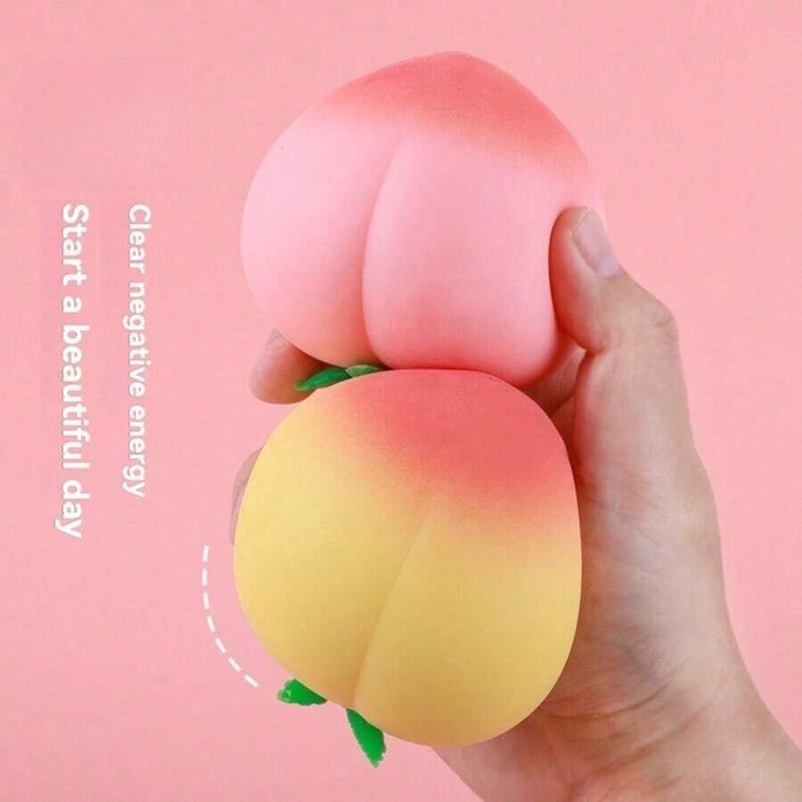 1pcs Creative Peach Shaped Squeeze Toys, Soft Toys That Relieve Stress, Slow Bouncing Squeeze Balls, Suitable For Boys And Girls To Use As Party Gifts Or Birthday Presents - Màu vàng - Xem 1