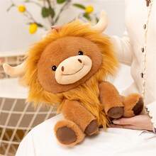 29cm/11,41 pulgadas Vaca de las Tierras Altas sentada de peluche, juguete de peluche suave y esponjoso, adecuado para decoración de habitaciones, regalos de cumpleaños para niños, Día de la Madre, temporada de graduación, aniversario de bodas, Año Nuevo, Navidad. - Multicolor - Ver 5