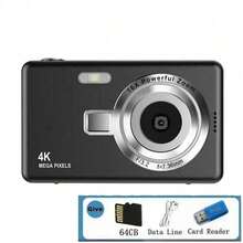 2.4" Digital Camera: 50MP, 16X Digital Zoom, Compact Digital Camera, Suitable For Teenagers And Beginners, Ideal Gift For Mother's Day, Birthday, Party (Card Reader Included) - Q12 Black + Card Reader - View 12