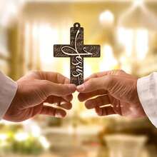 Christmas Wooden Cross Ornaments For Christmas Tree, Religious Gifts For Women Faith, Girl, Nativity Cross Christian Gift For Xmas Holiday Church, Jesus, Bible Gifts, Grace, New Year (5pcs) - White - 查看 2