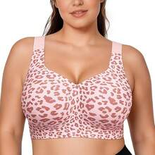 Jelly Bras For Women No Underwire Wireless Support Lift Full Coverage Plus Size Comfort Seamless Bra - Leopard Pink - View 1