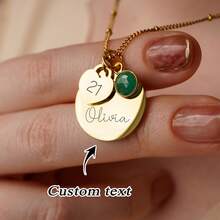 1 pièce Collier personnalisé gravé sur mesure, collier en acier inoxydable, collier pour femme, bijoux pour femme, personnalisable avec âge, nom, pierre de naissance, bijoux pour anniversaire, cadeau personnalisé pour elle, collier avec nom personnalisé, cadeau personnalisé pour fille, cadeau pour la fête des mères, cadeau personnalisé sur mesure - Multicolore - Voir 1