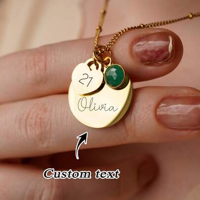 1 pièce Collier personnalisé gravé sur mesure, collier en acier inoxydable, collier pour femme, bijoux pour femme, personnalisable avec âge, nom, pierre de naissance, bijoux pour anniversaire, cadeau personnalisé pour elle, collier avec nom personnalisé, cadeau personnalisé pour fille, cadeau pour la fête des mères, cadeau personnalisé sur mesure