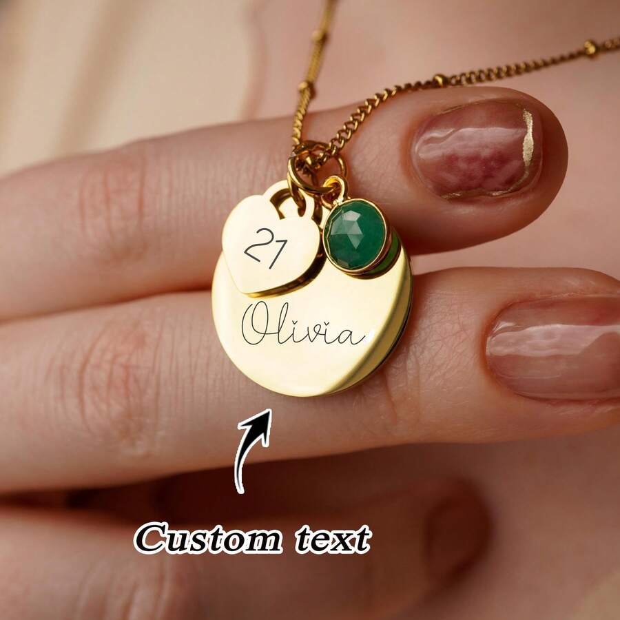 1 pièce Collier personnalisé gravé sur mesure, collier en acier inoxydable, collier pour femme, bijoux pour femme, personnalisable avec âge, nom, pierre de naissance, bijoux pour anniversaire, cadeau personnalisé pour elle, collier avec nom personnalisé, cadeau personnalisé pour fille, cadeau pour la fête des mères, cadeau personnalisé sur mesure - Multicolore - Voir 1