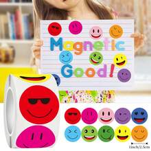 500 pegatinas/rollo de pegatinas de caras sonrientes de colores mixtos, pegatinas de expresión de dibujos animados, pegatinas decorativas autoadhesivas, pegatinas de elogio y aliento - Multicolor - Ver 3