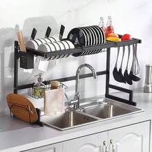 1 cái giá để đồ dùng nhà bếp hiện đại dưới bồn rửa - Giá phơi bát đĩa bằng kim loại có giá đựng dụng cụ, kệ lưu trữ hai tầng không cần khoan, giá để bát đĩa và đồ dùng nhà bếp tiết kiệm không gian. - Nhiều màu - Xem 10