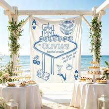 Custom Bachelorette Banner, Vegas Bachelorette Tapestry, Bridal Shower Party Backdrop, Last Disco Party Backdrop For Bride To Be, Personalized Bachelorette Party Banner, Party Decor For Club, Idea Gifts For Besti/Friends/Women, Room Decor/Home Decor, Party Decor - Màu xanh lam - Xem 9