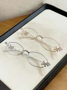 1pc Women's Diamond Embellished Y2K Metal Eyeglasses Frame, Non-Prescription Decorative Glasses, Lightweight & Comfortable, Suitable For Daily Wear, Party, Gifts - 彩色 - 查看 4