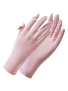 UV Protection Summer Driving Gloves For Women - UPF 50+ Ice Silk Non-Slip Full Finger Design Touchscreen Compatible For Outdoor Cycling And Running - Pink - View 8