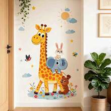 Cartoon Giraffe Sun Cloud Wall Decal For Children's Rooms And Kindergartens, Self-Adhesive Decorative Wall Sticker. - Multicolor - View 6