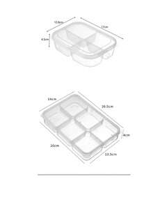 1个实用六格可重复使用食物备餐盒，耐用餐盒，多功能零食水果托盘及成人份量控制午餐盒，适合家庭、学校、办公室、旅行，是生日和新年的理想礼物 - 彩色 - 查看 15