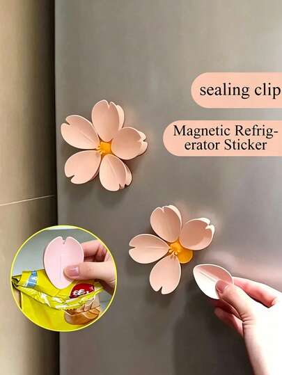 2/1 st rosa Sakura-klämma, kylskåpsmagnet, kreativ dekorativ magnet, lämplig för kök, kontor och heminredning, rolig kylskåpsdekoration, kan även användas som klämmor