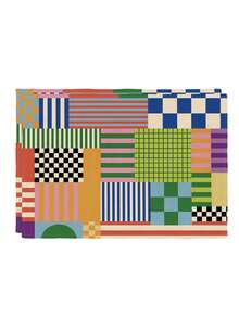 2 piezas Manteles individuales a rayas y cuadros de colores, diseño abstracto retro, resistentes al calor y fáciles de limpiar, adecuados para cocina, hogar, interior/exterior, mesa de comedor, cafetería - Multicolor - Ver 11