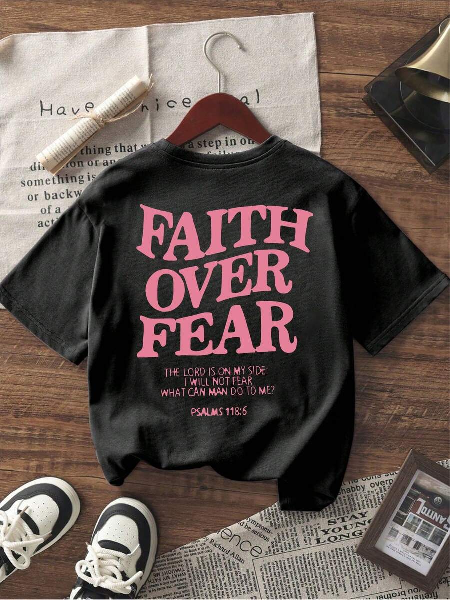 Women's Unique Christian Pattern Printed Short Sleeve T-Shirt, Suitable For Casual Wear In Summer And Spring, Available In Plus Size Black - Black - View 1