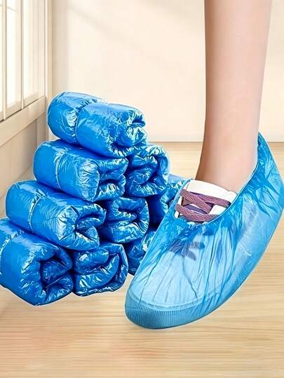 100 Pairs Blue Disposable Shoe Covers, Waterproof Rain Boots Covers, Anti-Slip Disposable Shoe Protectors, Home Slipper Covers, Keep Shoes And Floor Clean, Waterproof Boots Covers, Rain Shoe Covers, Dust-Proof Shoe Covers, Suitable For Indoor, Office, Rainy Days