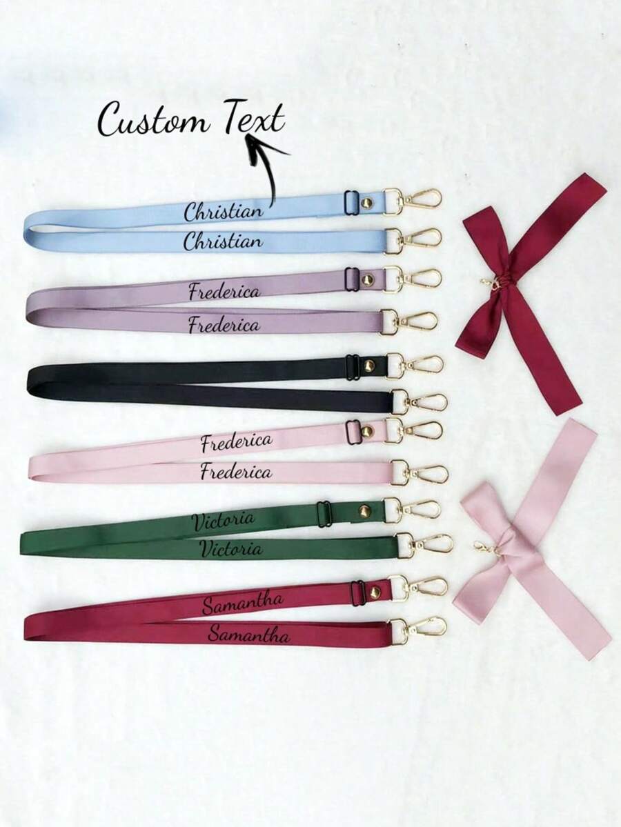 100pcs/50pcs/10pcs/1pc Customizable Solid Color Minimalist INS Style Fabric, High Quality Double-Headed Detachable Adjustable Ribbon Bow Tie Lanyard, Suitable For Phone, Camera, Cup, Bag Strap, Hanging Decoration - Color Mixing - View 1