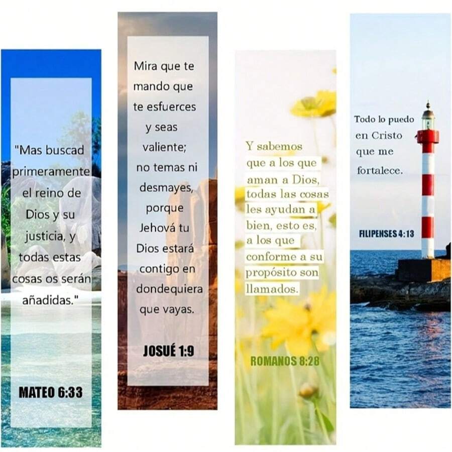 20 piezas Marcapáginas de versículos de la Biblia en español, de 2 pulgadas x 8 pulgadas, marcapáginas de papel inspiracionales cristianos, adecuados para el estudio bíblico, regalos cristianos y herramientas de aprendizaje religioso, pegatinas, suministros para scrapbooking - 20 hojas/juego - Ver 1