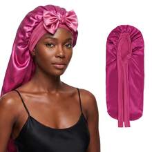 Long Satin Sleep Cap, Women's Sleep Hat, Adjustable Satin Sleep Cap, Suitable For Braids And Curly Hair, Plus Size Satin Sleep Cap, Hair Accessories - A - View 15