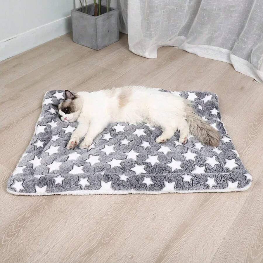 Esteras suaves para cama de mascotas, esteras cortas de felpa para dormir para gatos, perros, manta bonita, cojín cálido para gatitos, accesorios para gatos 4M3O - 7 - Ver 1