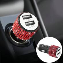 閃亮水鑽車用充電器，鑽石三合一可伸縮充電線，USB快速充電線，可愛女性風格，適用於、行車記錄器、GPS，適合節日/生日禮物 - 彩色 - 查看 22