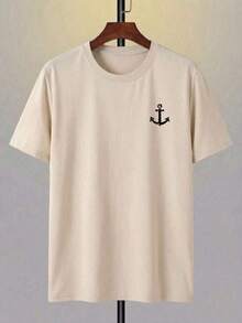 Men's Short-Sleeved T-Shirt With A Round Neck And A Simple Design - 灰色 - 查看 9