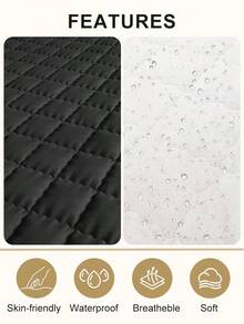 South Life 1pc Warterproof Fitted Sheet, Bedding, Waterproof Mattress Protector, Fall Decor, Skin-Friendly Mattress Cover, Bedroom Decor, Breathable Quilted Mattress Cover For 8-15" Mattress, Room Decor, Noiseless Bed Mattress Cover For Bedroom, Dorm Room, Fathers Day Decor, Birthday Decorations, Grad Party Decor, Fathers Day Gift, Graduation Gifts, Birthday Gifts - 黑色 - 查看 5
