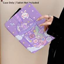 Cute Rabbit Painted Acrylic Crystal Tablet Protective Case With Kickstand, Compatible With Samsung/Apple/Honor/ And Other Popular Models, Foldable Anti-Bending, Silicone Reinforced Corners, Auto Wake/Sleep Function, Built-In Pen Slot, Multi-Angle Foldable Stand - Perfect Daily Protection, Ideal Gift - Style 4 - View 7