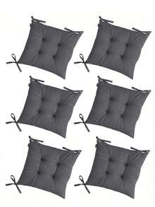 Set Of 6 Puffy Soft Square Chair Cushions – 40x40 Cm İN DER TURKEI - Dark Grey - View 9
