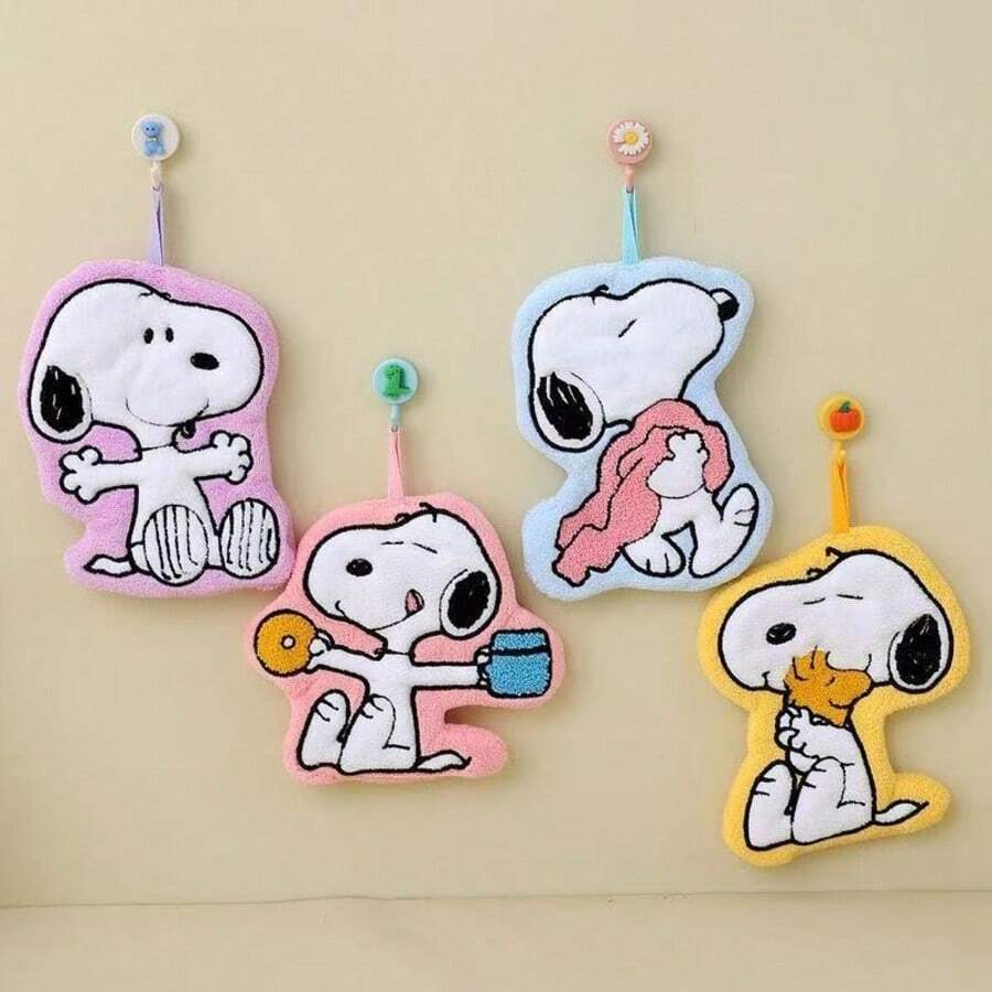 SNOOPY 1条史努比卡通珊瑚绒狗狗手巾,加厚吸水,可悬挂,适用于厨房清洁、浴室装饰,四季皆宜,高品质实用设计 - 彩色 - 查看 1
