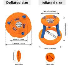 Juguete de piscina para adultos, flotador de piscina inflable 2 en 1 con aro y pelota de baloncesto, juguete acuático para fiestas al aire libre y juegos de agua en la piscina de costado - Naranja - Ver 8