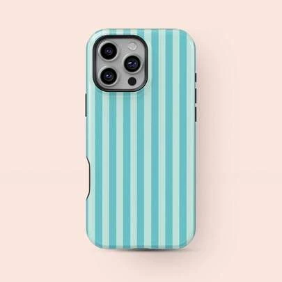 Light Blue Striped Phone Case Compatible With IPhone 17 Pro Max 16e 15 Pro 14 Plus 13 12 11 Pro Max