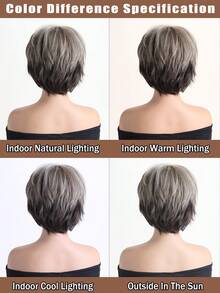 10 英寸女士时尚天然混色合成纤维假发，带侧刘海，适合日常、生日、婚礼、服装角色扮演、派对、万圣节 - 彩色 - 查看 7