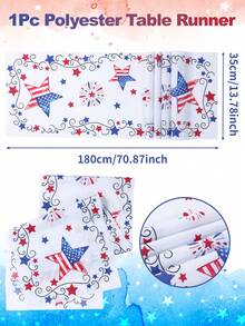 1件装美国国旗星形图案桌旗，独立日桌布，180*35厘米涤纶桌布，独立日装饰，7月4日爱国纪念日装饰，节日派对用品，独立日厨房装饰，餐桌装饰，家居装饰，室内外派对用品 - 多色 - 查看 4