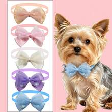 Bộ 5 vòng cổ cho thú cưng đính nơ sequin mềm mại, có thể điều chỉnh kích thước, phù hợp cho chó và mèo nhỏ, nhiều màu sắc để lựa chọn, thích hợp cho tiệc tùng và sử dụng hàng ngày. - Nhiều màu - Xem 3