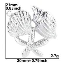1pc Fashionable Versatile 304 Stainless Steel Gold/Silver Squid, Starfish, Shell Pendant, Suitable For Jewelry DIY, Ocean Series - Silver - View 19