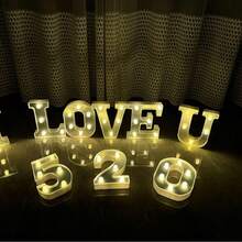 Lettres lumineuses LED au néon, lampe à enseigne alphabet clignotante, veilleuse à piles, convient pour anniversaire, mariage, cadeau de fille, maison, bar, décoration de Noël - argent - Voir 10