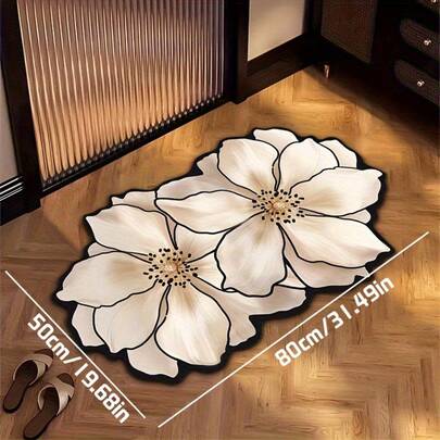 1pc Elegant Dual Floral Bathroom Mat, Quick Drying, Soft Silicone Bathroom Rug, Suitable For Bathroom, Shower Room, Laundry Room - Modern Home Decor, Bathroom Washroom Floor Mat, Small Carpet, Carpet, Mat, Home Decor, Area Small Carpet, Outdoor Mat, Home Decor, Area Carpet, Bedroom Carpet, Washable Carpet