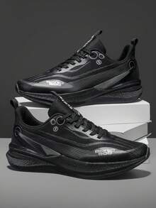 Men's Running Shoes, Unisex Low-Top Sneakers, Shock-Absorbing Lightweight Fitness Shoes, Suitable For Gym, Outdoor Sports, Fitness Center, Park, Jogging, Casual Wear All Season - Black - View 1