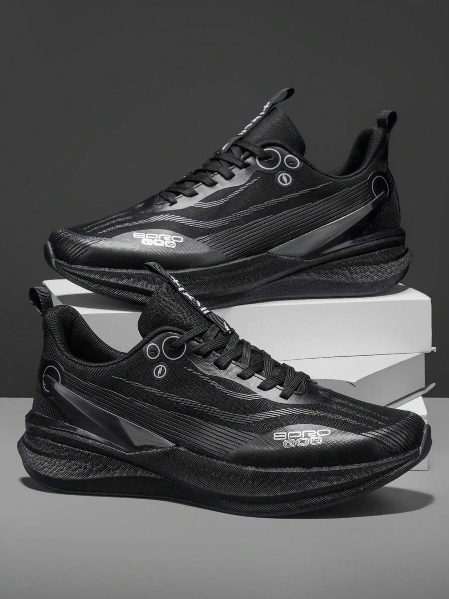 Men's Running Shoes, Unisex Low-Top Sneakers, Shock-Absorbing Lightweight Fitness Shoes, Suitable For Gym, Outdoor Sports, Fitness Center, Park, Jogging, Casual Wear All Season - Black - View 1