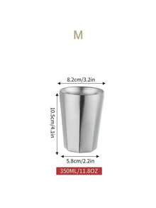 1 chiếc cốc hai lớp bằng thép không gỉ 304 kháng khuẩn, thích hợp làm cốc bia, cốc nước lạnh, cốc cà phê, cốc súc miệng. - Bạc - Xem 8